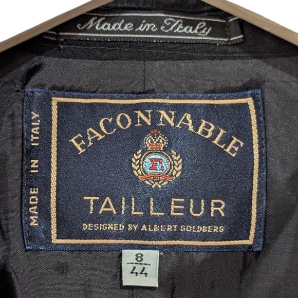 Faconnable Italy Women's 8 Black Double Breasted Wool Blazer with Gold Buttons - Picture 8 of 8